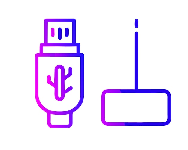 Vector usb icon outline gradient