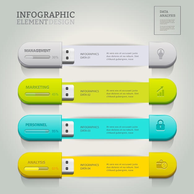 USB for information business infographic.