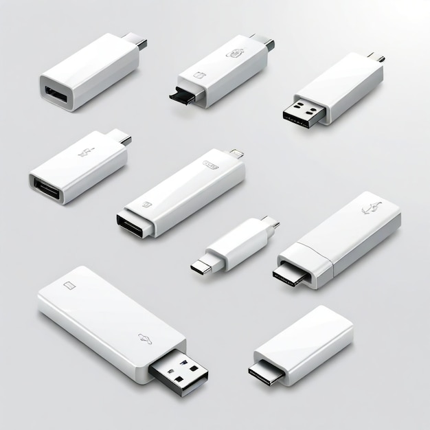 Vector usb vector set white background isolated a high quality