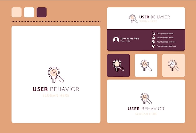 User behavior logo design with editable slogan Business card and branding book template