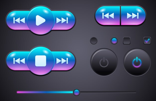 User interface elements for music player control buttons