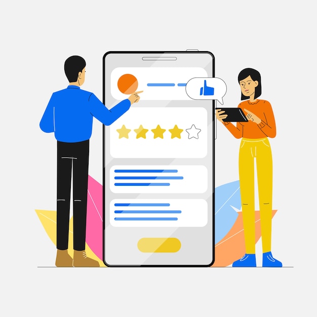 User review and rating with mobile phone app for customer satisfaction