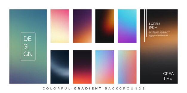 Vector userfriendly color scheme set for mobile interfaces with gradients