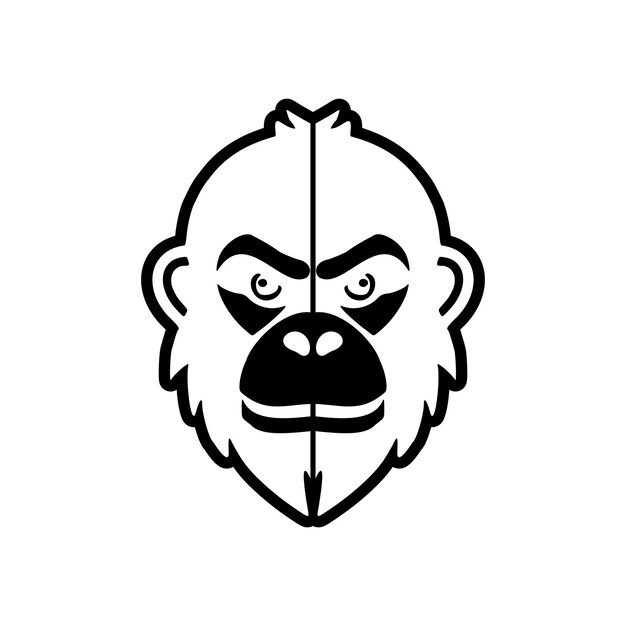 Using a clean white backdrop the black monkey vector logo is artistically separated