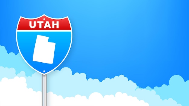 Utah map on road sign. Welcome to State of Utah. Vector illustration.