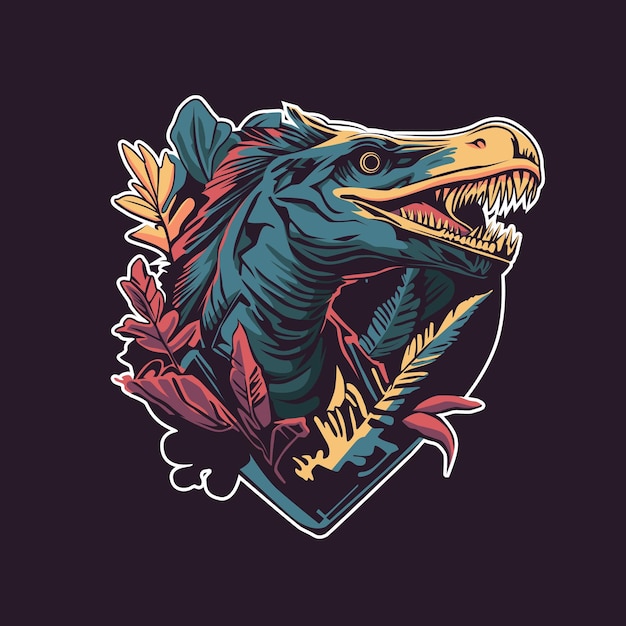 Utah raptor illustration for t shirt design