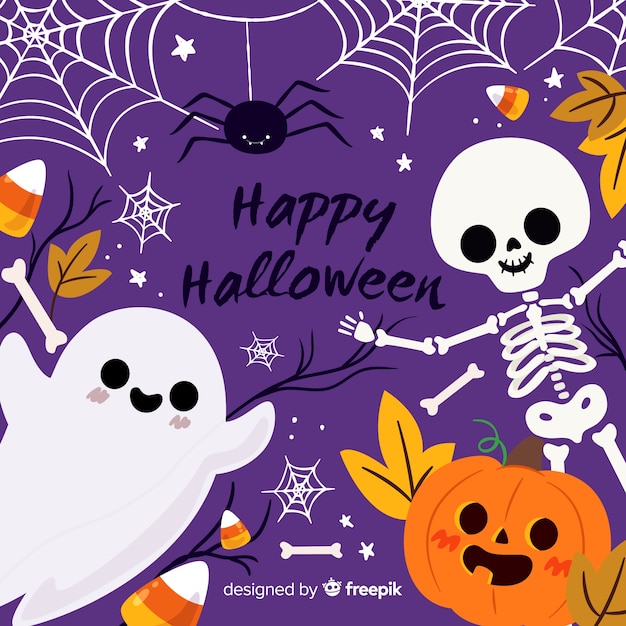 Ute halloween background with flat design