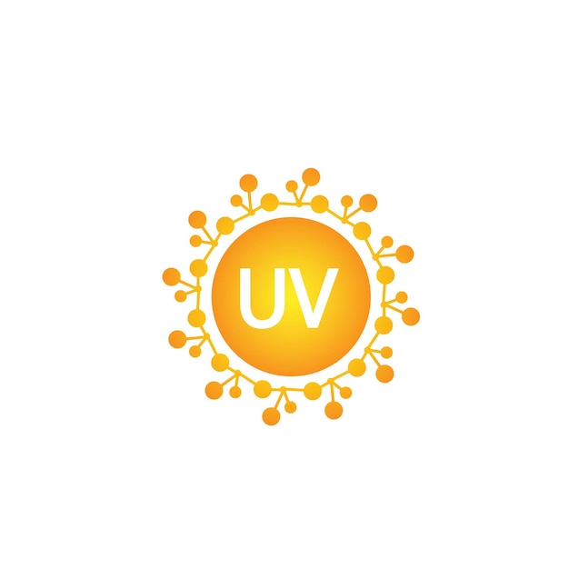 Uv protection logo and icon vector ultraviolet with reflection around the circle