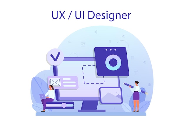 UX UI designer concept. App interface improvement for user. Modern technology concept. Flat vector illustration