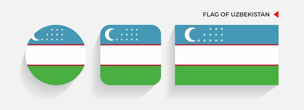 Uzbekistan Flags arranged in round square and rectangular shapes