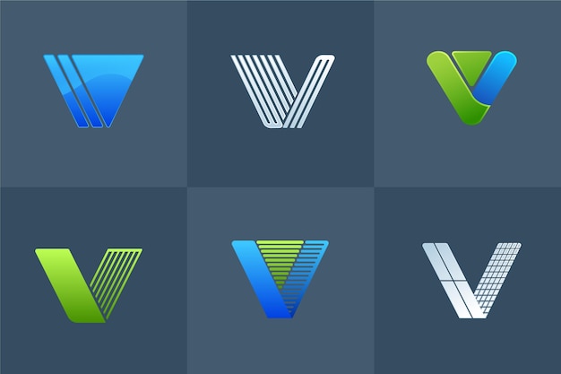 Vector v logo design collection