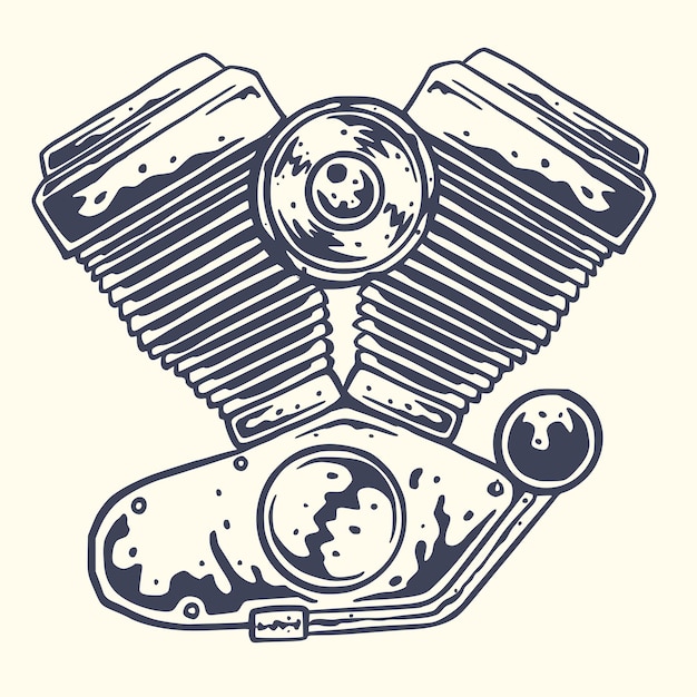 V-Twin Engine Motorcycle Illustration