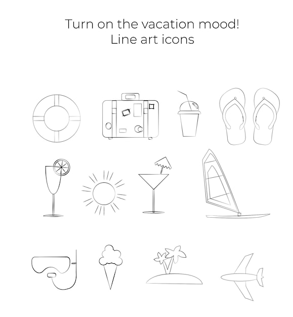 Vacation line art icons