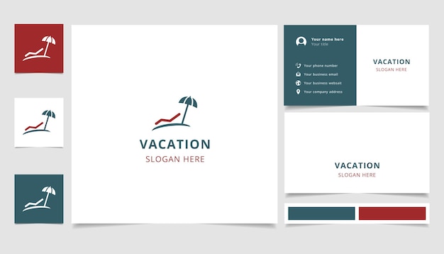 Vacation logo design with editable slogan branding book and