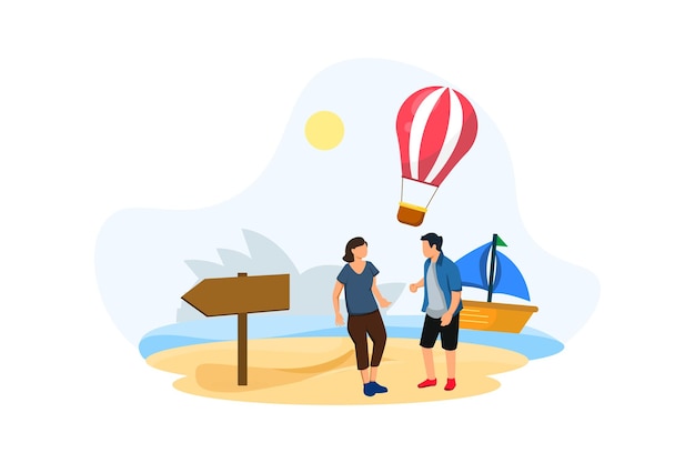 Vacation Traveler Flat Design Illustration