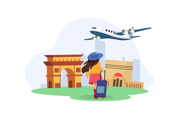 Vacation Traveler Flat Design Illustration