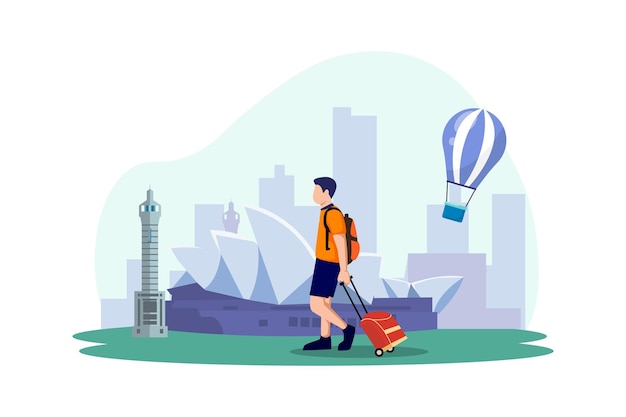 Vacation Traveler Flat Design Illustration