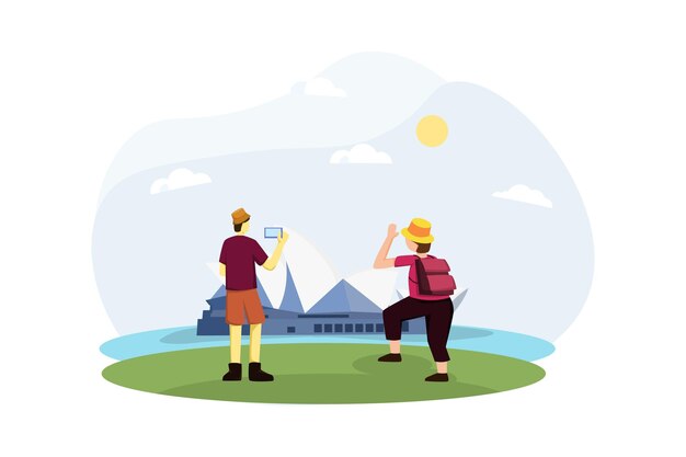 Vacation Traveler Flat Design Illustration