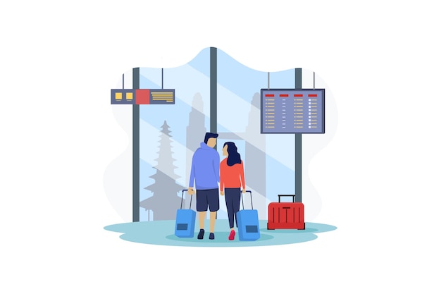 Vacation Traveler Flat Design Illustration