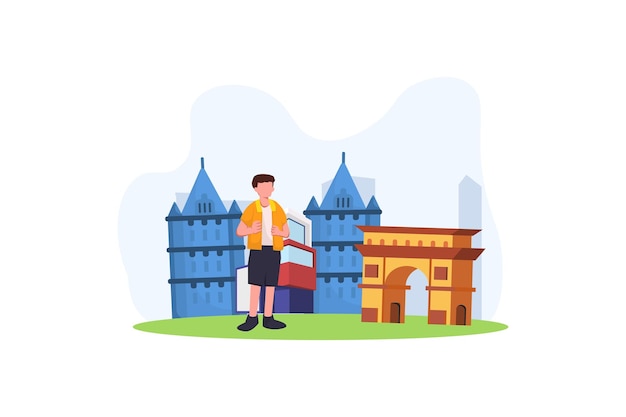 Vacation Traveler Flat Design Illustration