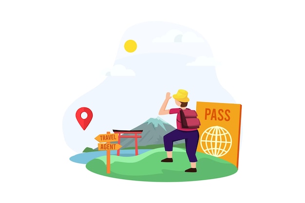 Vacation Traveler Flat Design Illustration