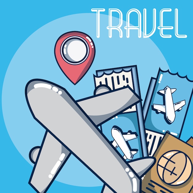 Vacations and travel elements cartoons