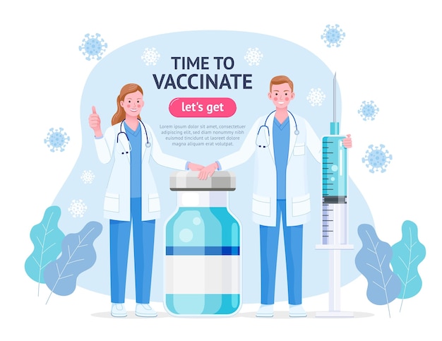 Vaccination campaign flat illustration style Time to Vaccinate