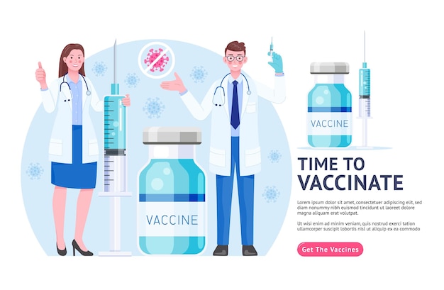 Vaccination campaign flat illustration style Time to Vaccinate