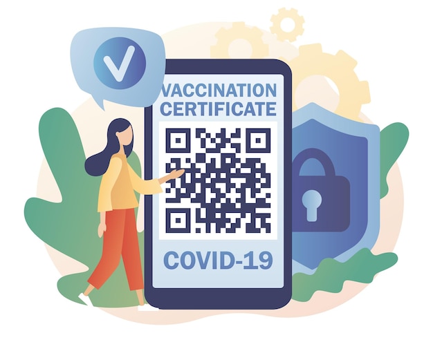 Vaccination certificate in smartphone app. Vaccine passport. People health passport of vaccination