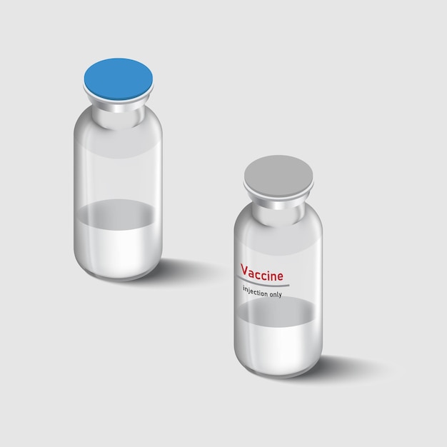 Vaccine bottle for vaccine on white background