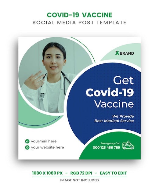 vaccine instagram post or banner template