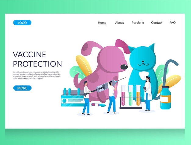 Vector vaccine protection vector website landing page design template