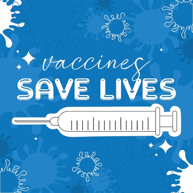 Vaccine save lives retro poster with a sketch of a syringe Vector