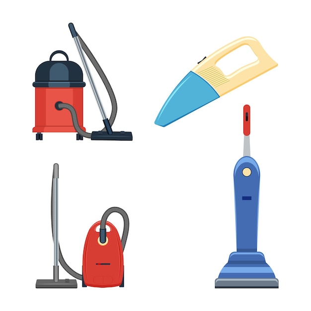 Vacuum cleaner set vector illustration isolated on a white background