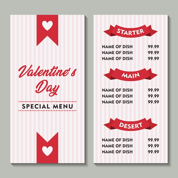 Valentie Special Menu Soft Background