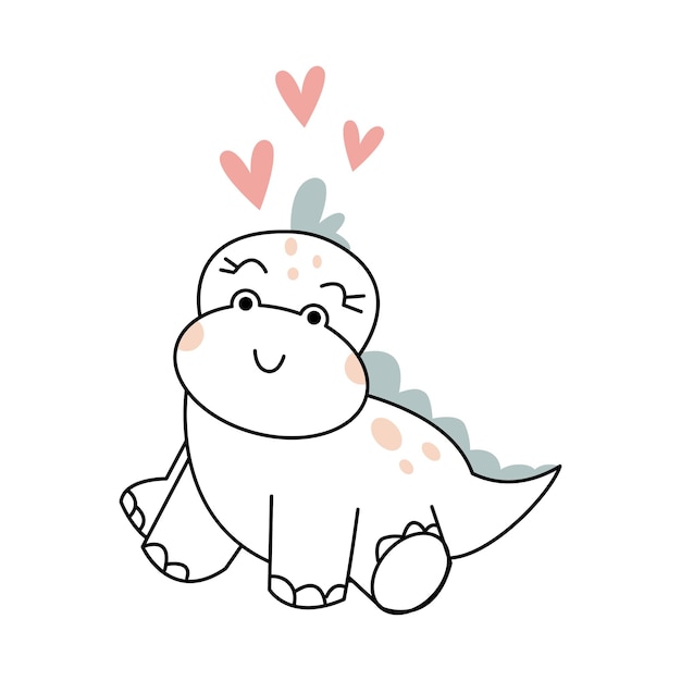 Vector valentine baby stegosaurus with hearts above her head