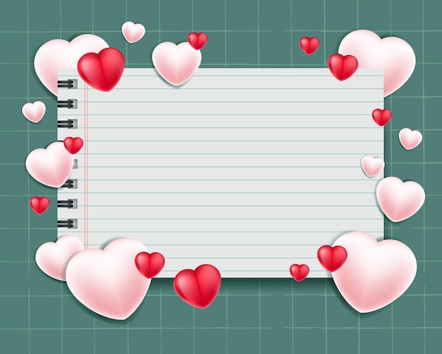 valentine background note paper and love icons