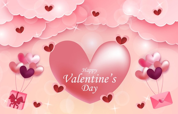 Valentine Background with Heart Shaped Element