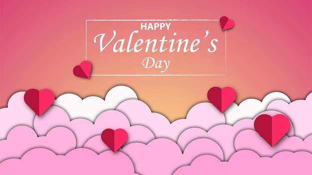 valentine background with paper cut style