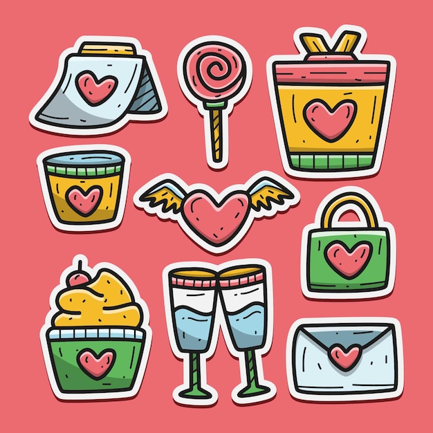 valentine cartoon doodle sticker