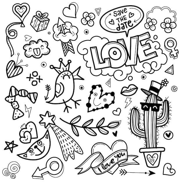 Valentine ,Cute hand drawn love doodles