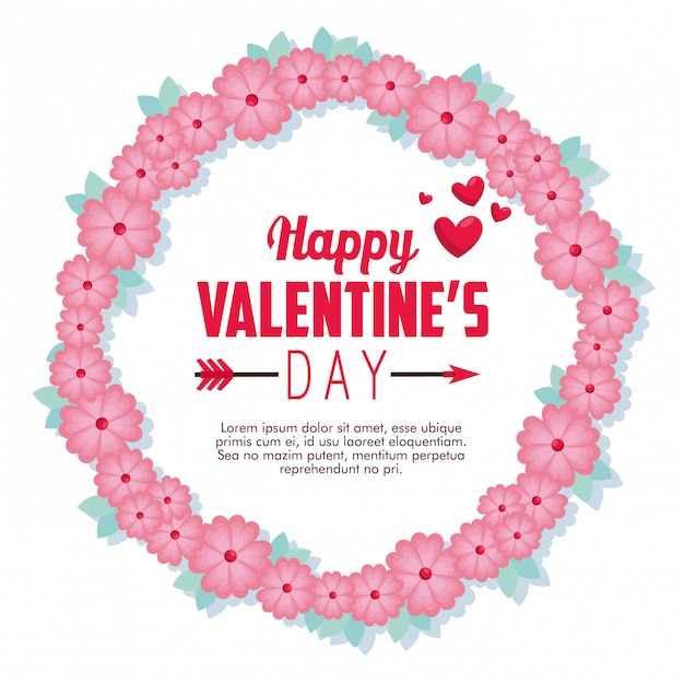 Valentine day card message with flowers decoration