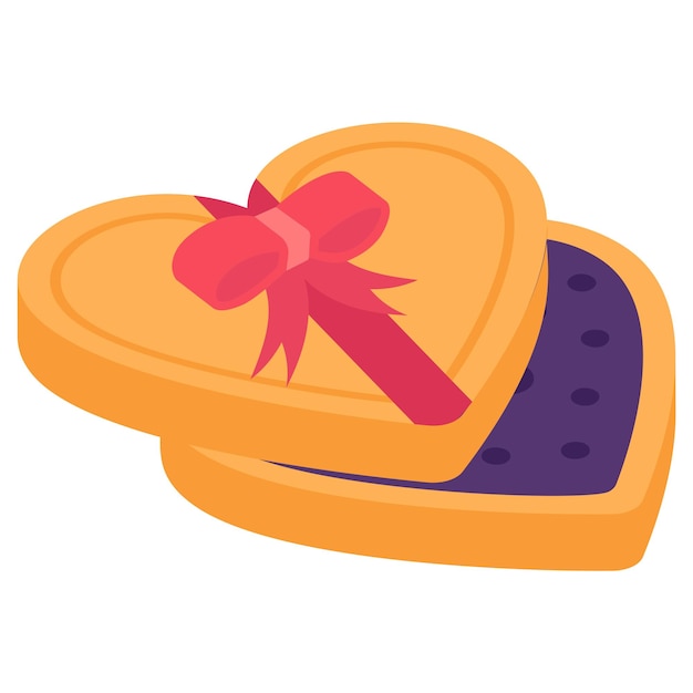 Valentine Day Chocolate Box isometric view Vector Birthday Event Gift Idea Concept Heart Shape