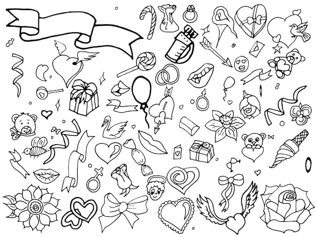 Valentine Day coloring line art design vector