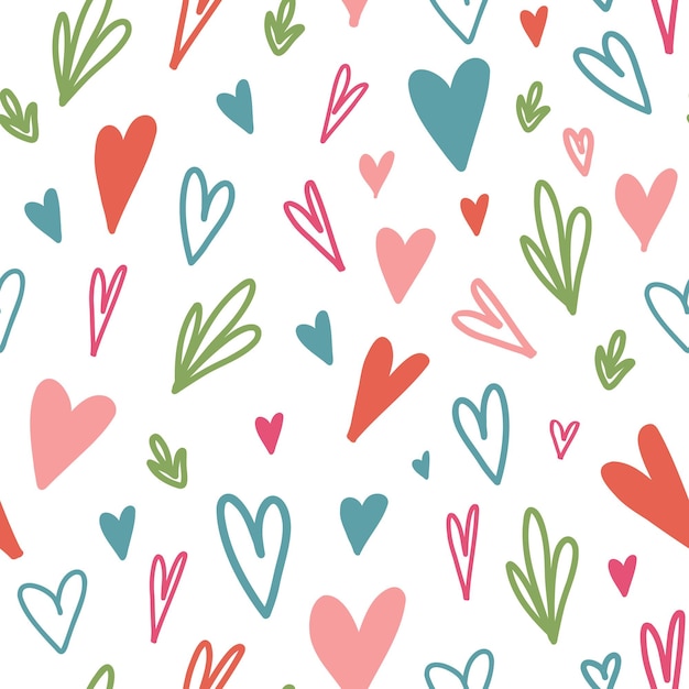 Valentine Day Doodle seamless pattern