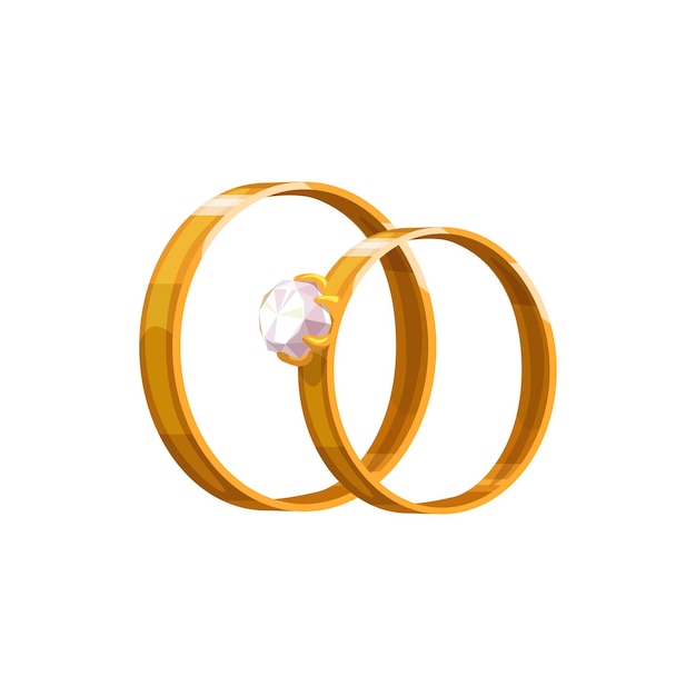 Valentine day golden wedding rings with diamond