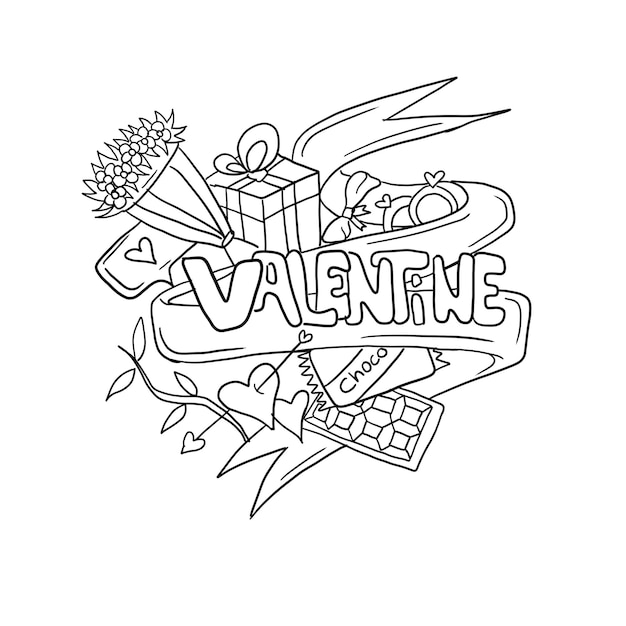 valentine day handrawn doodle illustrations vector