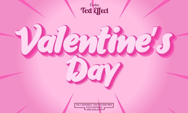 valentine day modern cartoon editable text effect design