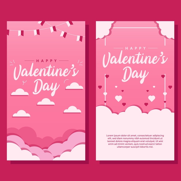 valentine day sale vertical banner background in flat design