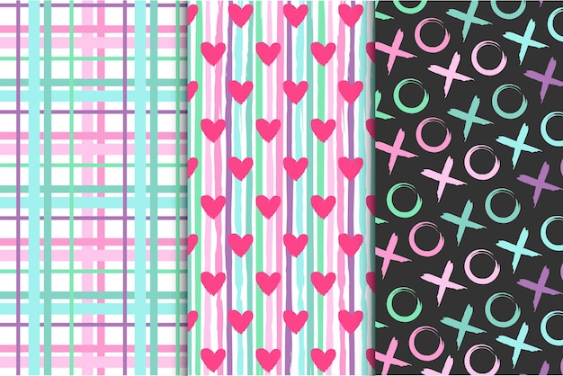 Valentine day seamless pattern collection set